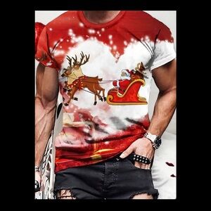 Festive Red and White Christmas Graphic T-Shirt